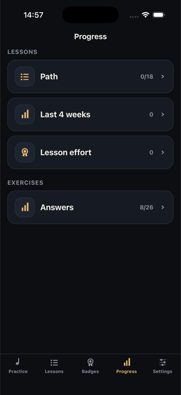 Progress screen